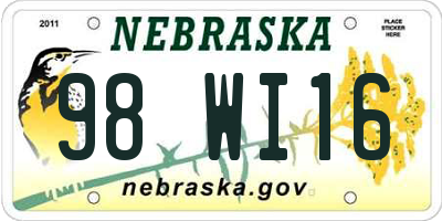 NE license plate 98WI16