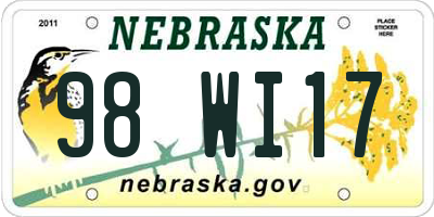 NE license plate 98WI17
