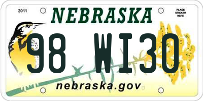 NE license plate 98WI30