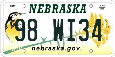 NE license plate 98WI34