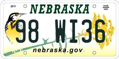 NE license plate 98WI36