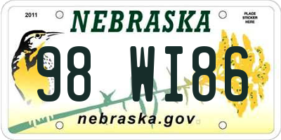 NE license plate 98WI86