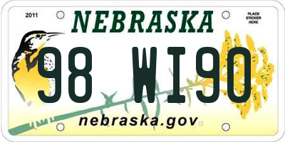 NE license plate 98WI90