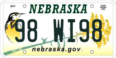 NE license plate 98WI98
