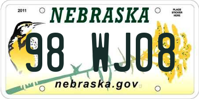 NE license plate 98WJ08