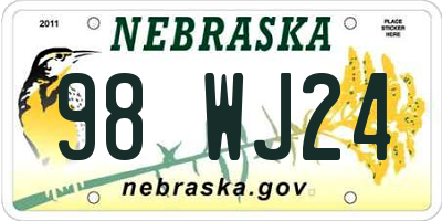 NE license plate 98WJ24