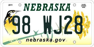 NE license plate 98WJ28