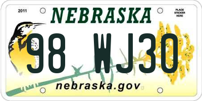 NE license plate 98WJ30
