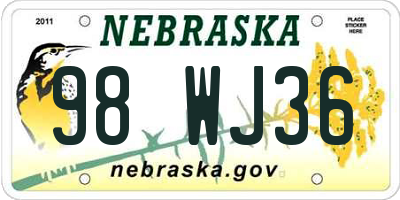 NE license plate 98WJ36