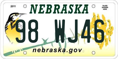 NE license plate 98WJ46