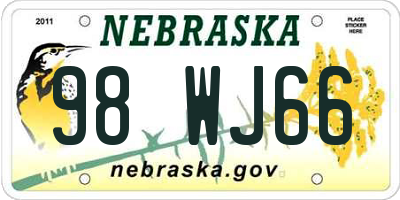 NE license plate 98WJ66