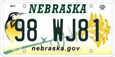 NE license plate 98WJ81