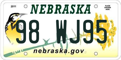 NE license plate 98WJ95