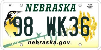 NE license plate 98WK36