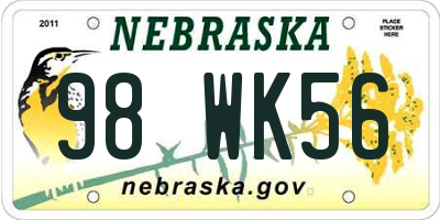 NE license plate 98WK56