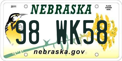 NE license plate 98WK58
