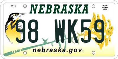 NE license plate 98WK59