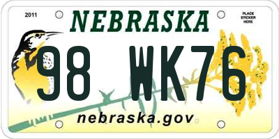 NE license plate 98WK76