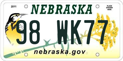 NE license plate 98WK77