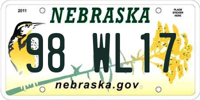 NE license plate 98WL17