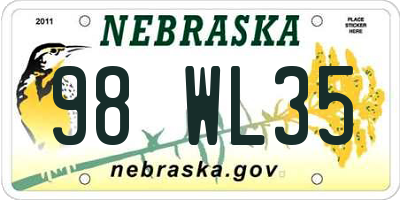 NE license plate 98WL35