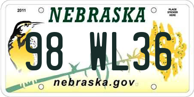 NE license plate 98WL36