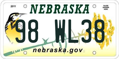 NE license plate 98WL38