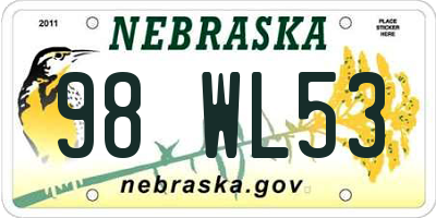 NE license plate 98WL53