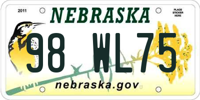 NE license plate 98WL75