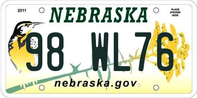 NE license plate 98WL76