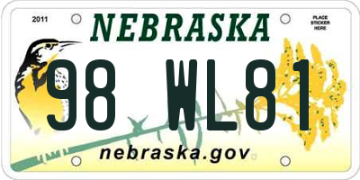 NE license plate 98WL81