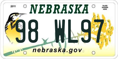 NE license plate 98WL97