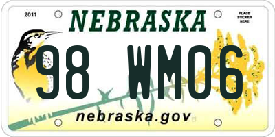 NE license plate 98WM06