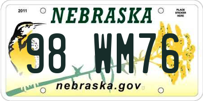 NE license plate 98WM76