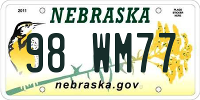 NE license plate 98WM77