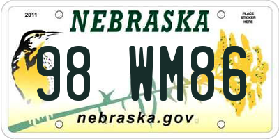 NE license plate 98WM86