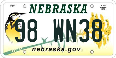 NE license plate 98WN38