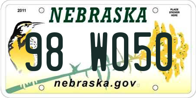 NE license plate 98WO50