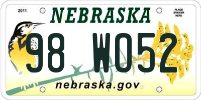 NE license plate 98WO52