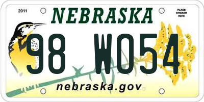 NE license plate 98WO54