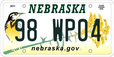 NE license plate 98WP04