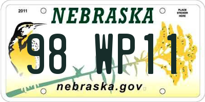 NE license plate 98WP11