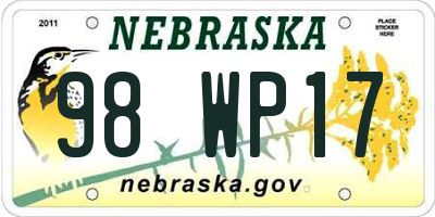 NE license plate 98WP17
