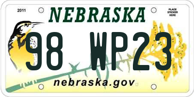 NE license plate 98WP23