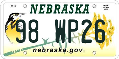 NE license plate 98WP26