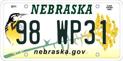 NE license plate 98WP31