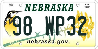 NE license plate 98WP32