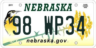 NE license plate 98WP34