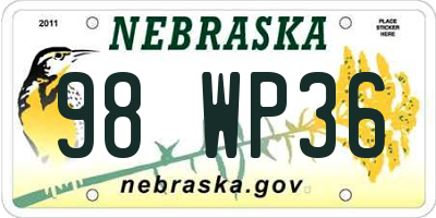 NE license plate 98WP36