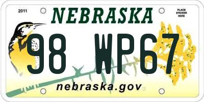 NE license plate 98WP67